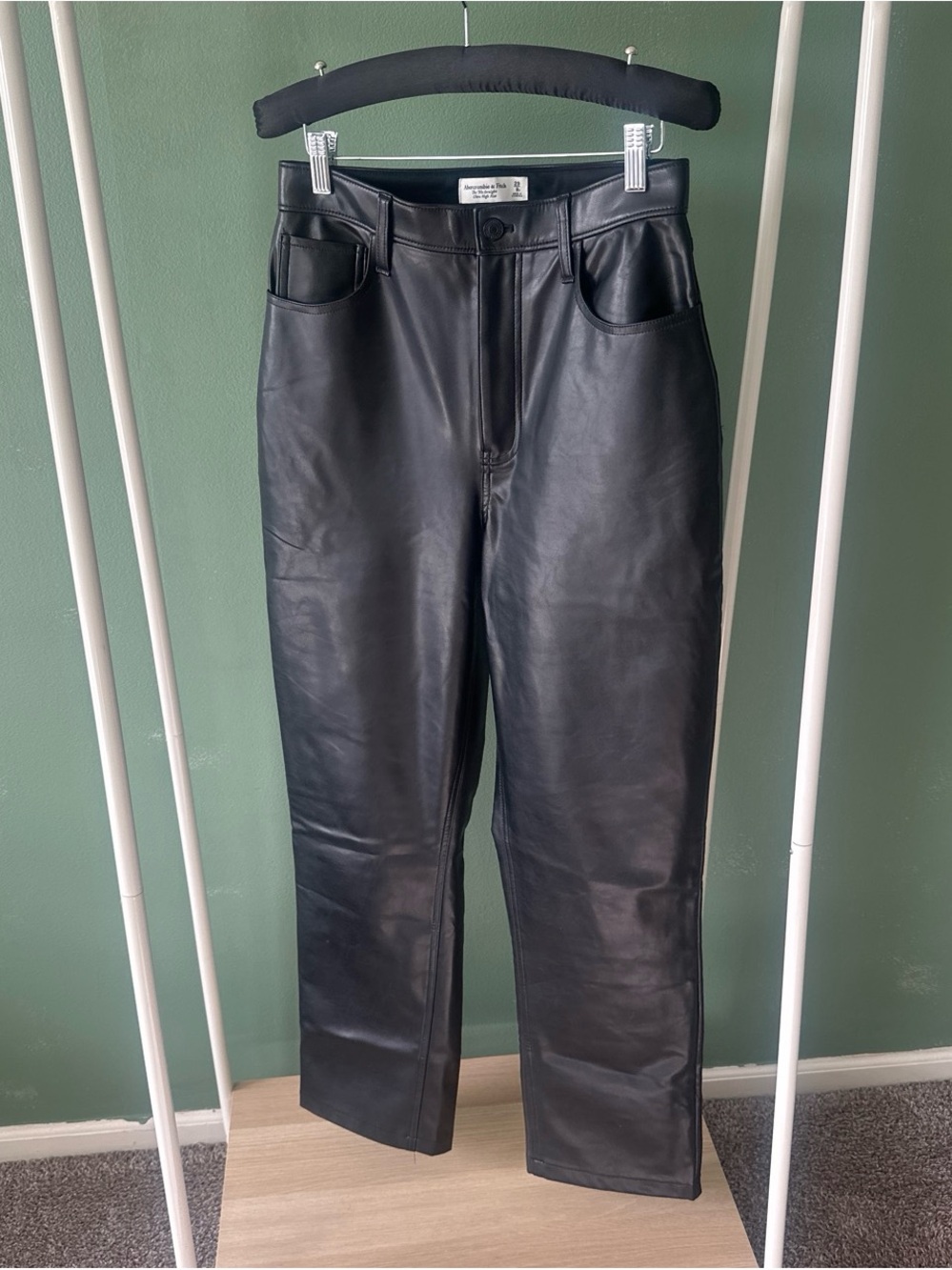 Abercrombie & Fitch Black Straight Leather Jeans